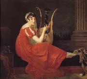 unknow artist Portrait of lady with play harp painting